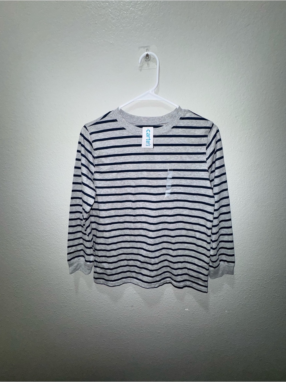 NWT Carter's Long-Sleeve Grey and Navy Striped Top